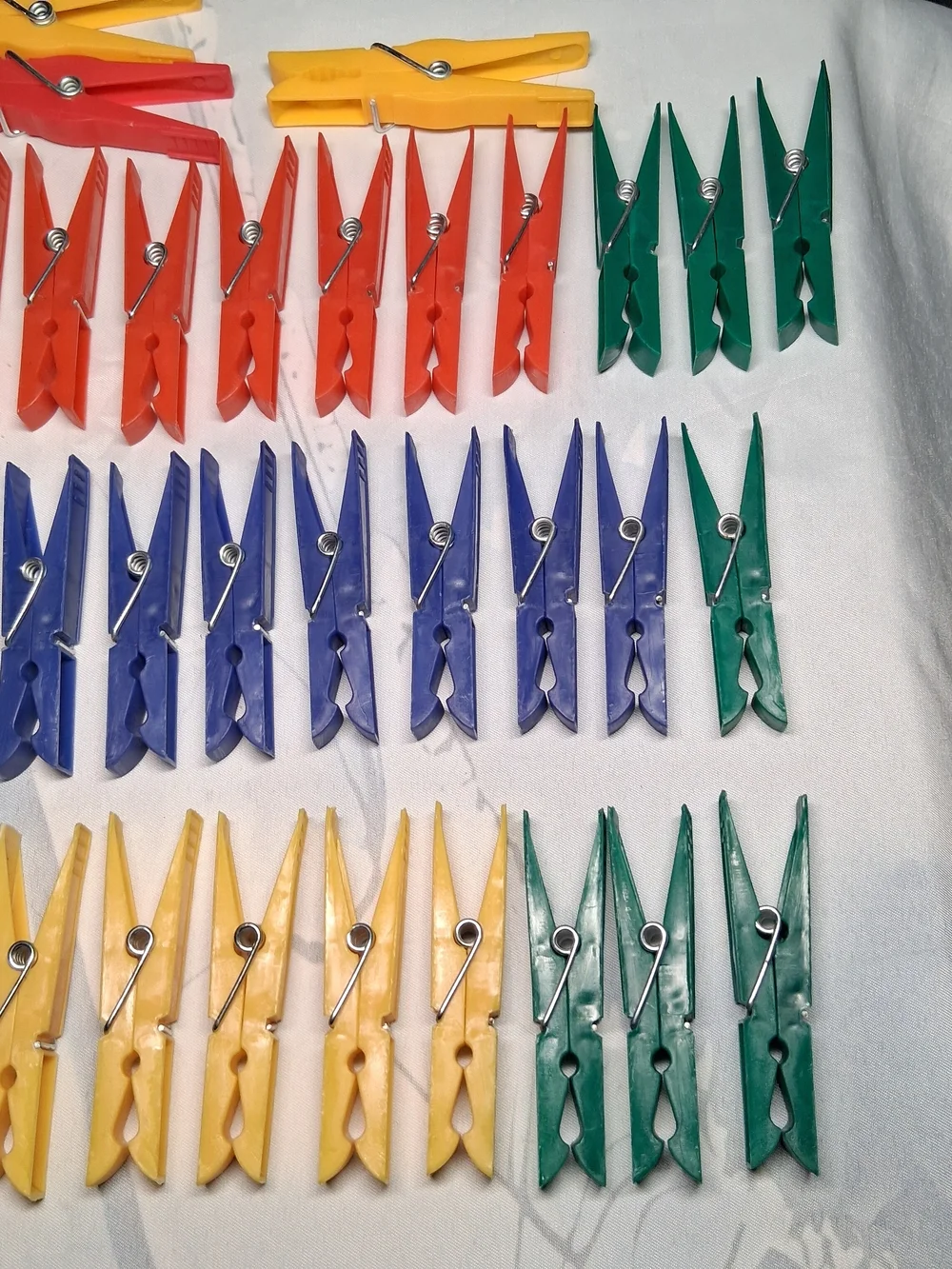 66 Vintage Plastic Clothespins Laundry Clips Spring Blue Red Yellow Green